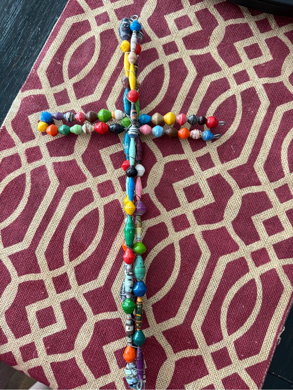 Colorful Beaded Cross Wall Hanging